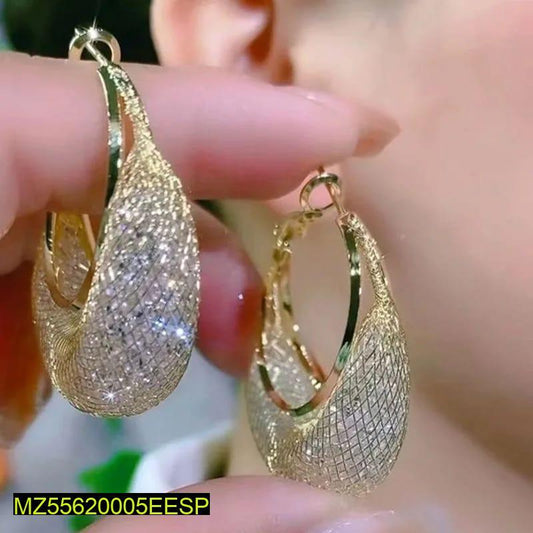 Beautiful Mesh & Zircone drop Earrings